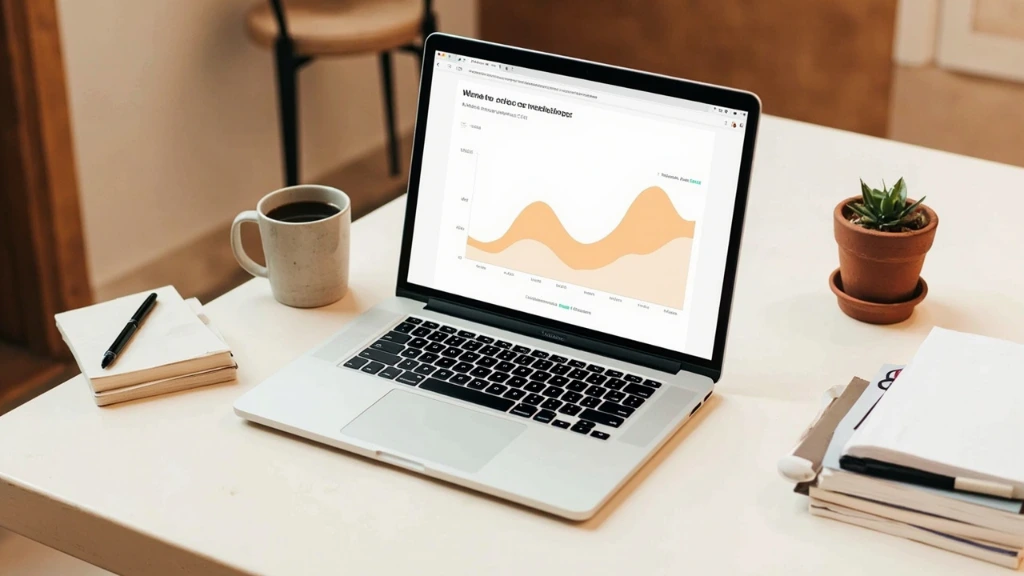 A laptop dashboard showing time-to-live-campaign metrics, photographed editorial-style on a warm off-white desk.
